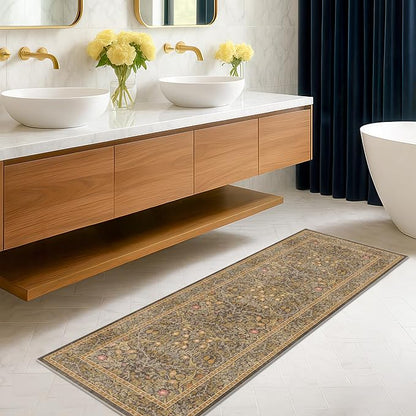 Non Slip 2x7 Gold Brown Runner Rugs by HazoHaus