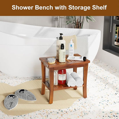 Teak Wood Shower Bench Stool - Image 2