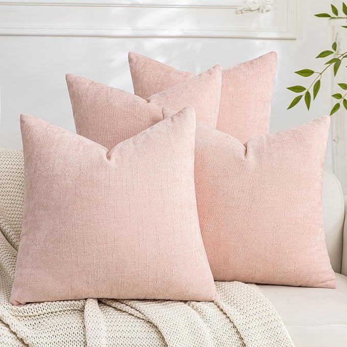 Set of 4 Soft Textured Decorative Throw Pillow Covers 18x18 Inch Cozy Farmhouse by Cozoomy
