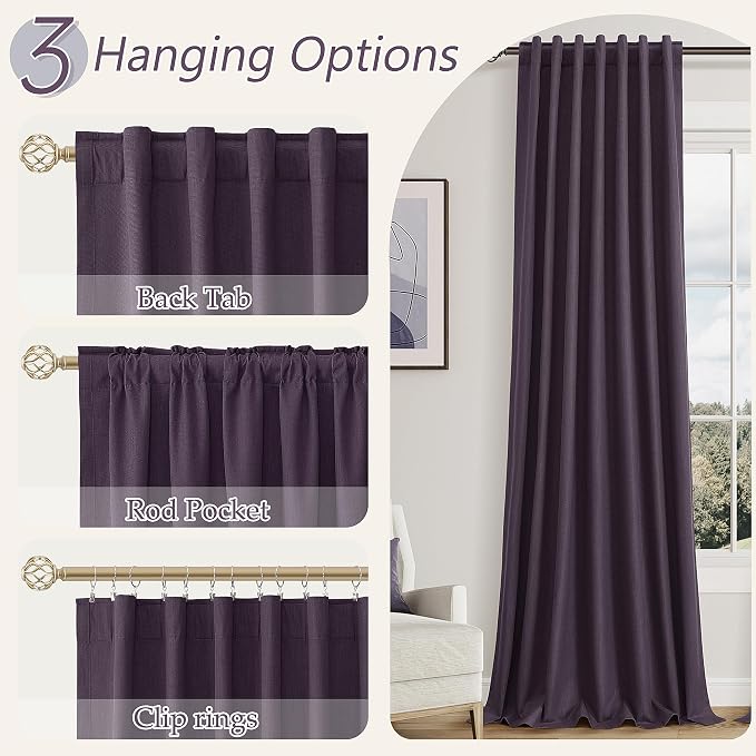 100% Blackout Curtains 96 Inch Length 2 Panels Set - Image 6