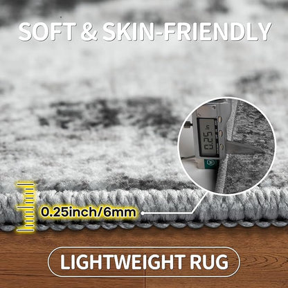 9x12 Area Rugs for Living Room Bedroom Dining Room Washable Black Grey | Soft - Image 6