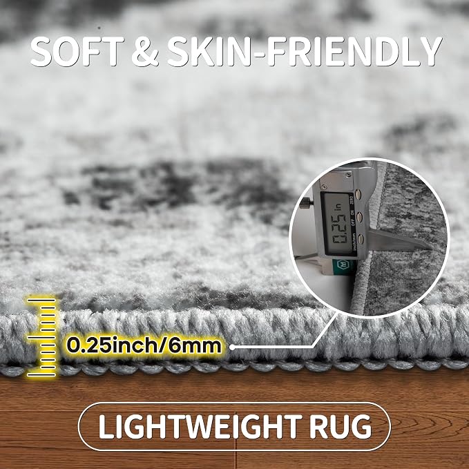 Aelenmu 10x14 Area Rugs for Living Room Dining Room Washable Black Grey | Soft - Image 6