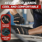 HANDLANDY Mens Work Gloves Touch screen, Utility Mechanic Gloves, Flexible Breathable Fit- Padded Knuckles & Palm