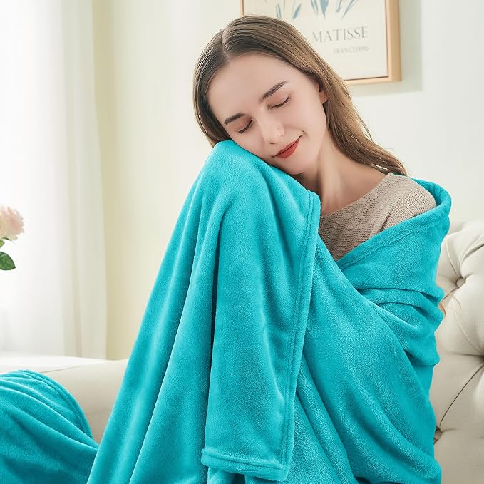 BEDELITE Fleece Blanket Soft Plush Queen Size Bed Blanket Peacock 90"x90" | - Image 4