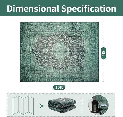 8x10 Green Washable Area Rugs for Living Room, Dining Room, Playroom | Ultra - Image 2