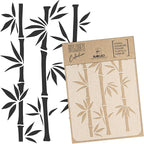 NAKLEO Painting Stencil for Crafts A3 11.8” x 16.5”, Bamboo Shoots Tropical Oriental Pattern, Reusable Plastic DIY & Scrapbooking Drawing Template, Decoupage Art Home Decor, Wall Wood Fabric Furniture