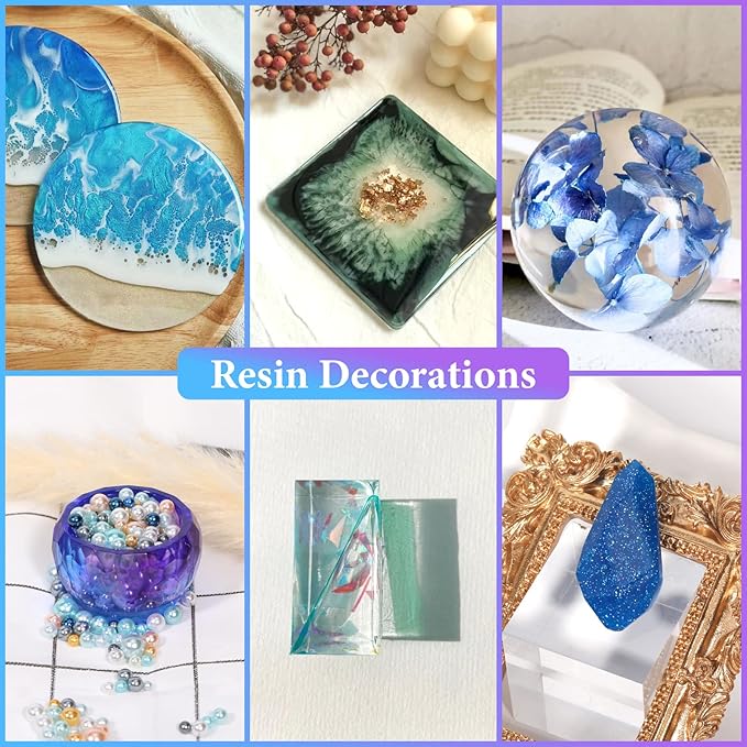 KISREL Resin Molds Kit 12PCS, Epoxy Resin Silicone Molds, Resin Mold Including Cube, Pen Container, Pyramid, Tray, Love, Round, Square, Ball, Flowerpot, Cuboid, Crystal