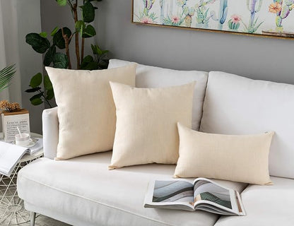 Stellhome Burlap Throw Pillow Covers Solid Farmhouse Linen Pillowcase - Image 6