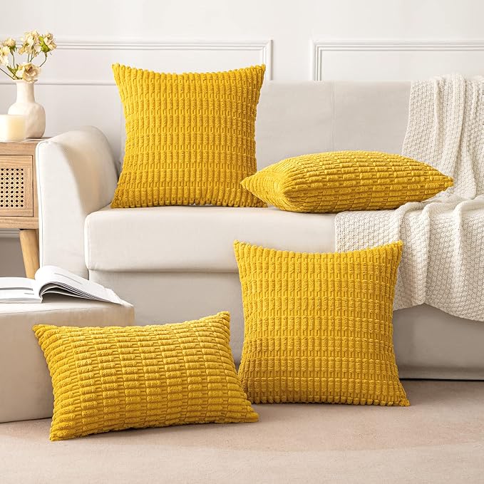 MIULEE Decorative Throw Pillow Covers 16x16 Mustard Yellow Pack of 2 | Soft - Image 5