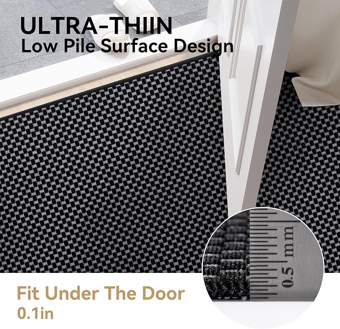 Indoor Front Door Mat Entryway Rug Non Slip Washable Black 2x3 ft | Front Entry - Image 3