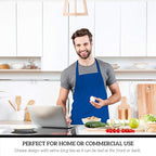 GREEN LIFESTYLE 12 Pack Professional Chef Apron – Grilling Aprons for Men, Waterproof Cooking Apron for BBQ, Work or Restaurant Use, Kitchen Aprons for Women – Royal Blue, No Pockets