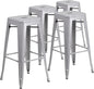 Flash Furniture Lily 4 Pack Commercial Grade 30" High Backless Silver Metal by FlashFurniture