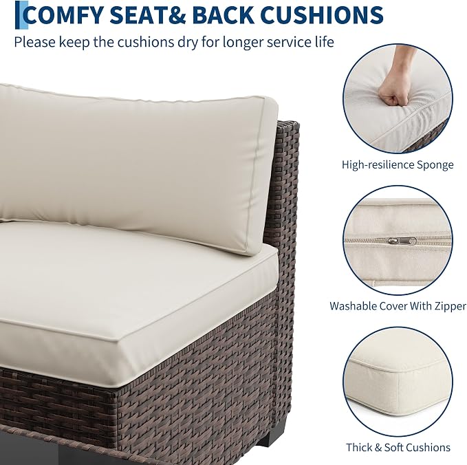 7-Piece Outdoor Sectional Furniture Set, Patio Furniture Sets - Image 5