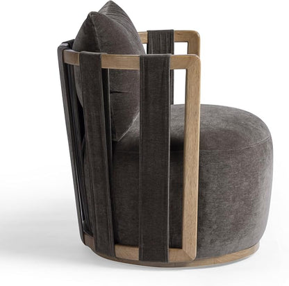 First of a Kind Swivel Chair in Chocolate Brown Plywood - Image 4