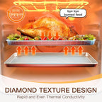 HONGBAKE 3 Pack Nonstick Ceramic Baking Sheet Pan Set for Oven, Non-Toxic Half/Quarter/Jelly Roll Pans with Diamond Texture, 0.8mm Aluminized Steel Cookie Trays for Cooking, Christmas Red & Cream