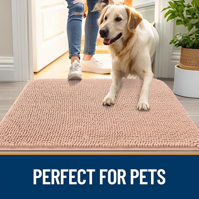 OLANLY Dog Door Mat for Muddy Paws 54x32, Super Absorbent Chenille Mud Mat | - Image 6