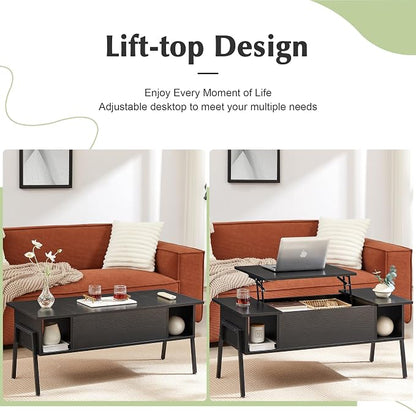 VECELO Wood Lift Top Coffee Table - Image 4