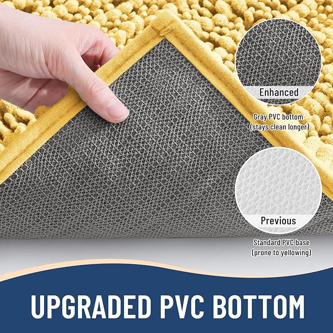 Arotive Luxury Chenille Bathroom Rug Mat, Extra Soft Thick Absorbent Shaggy Bath Rugs, Non-Slip Machine Wash Dry, Plush Bath Mats for Bathroom, Shower and Tub, 30x17, Yellow