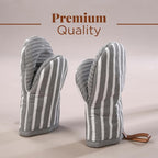 Folkulture Mini Oven Mitts Heat Resistant | (5.75 x9) Set of 2 White Short Oven Mitts with Hanging Loop | 100% Cotton Oven Gloves or Kitchen Mittens | Small Oven Mitt Set or Grey Silicone Oven Mitt