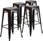 Flash Furniture Lily 4 Pack Commercial Grade 30" High Backless Black-Antique by FlashFurniture