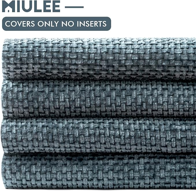 MIULEE Soft Decorative Chenille Pillow Covers Navy Blue 18x18 Pack of 4 | - Image 6