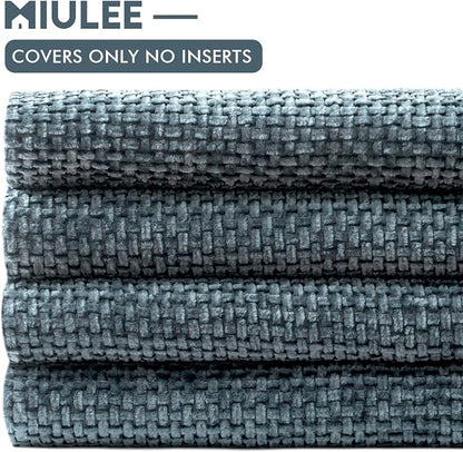 MIULEE Soft Decorative Chenille Pillow Covers Navy Blue 18x18 Pack of 4 | - Image 6
