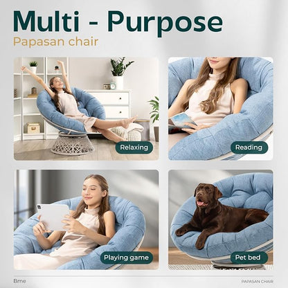 Bme 40" Ergonomic Wicker Papasan Chair - Image 6