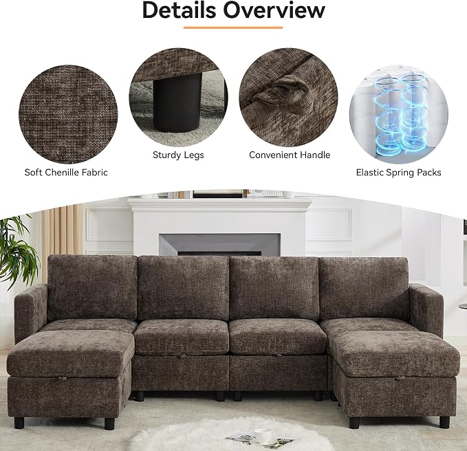 WUTUTUEE 58'' Modular Sectional Loveseat Sofa, Modern Love Seat 2 Seater Sofa - Image 3