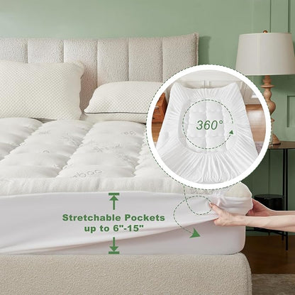 BEDLORE Twin Mattress Topper Viscose Derived from Bamboo, Thick Pillow Top - Image 6