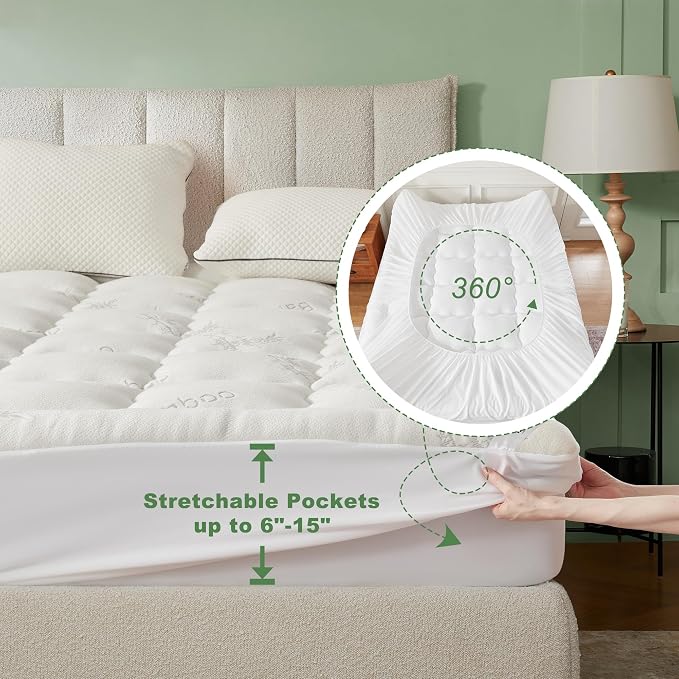 BEDLORE Twin XL Mattress Topper Viscose Derived from Bamboo, Thick Pillow Top - Image 6