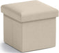 Ornavo Home Small Storage Ottoman Foldable Collapsible Cube Square Linen by OrnavoHome