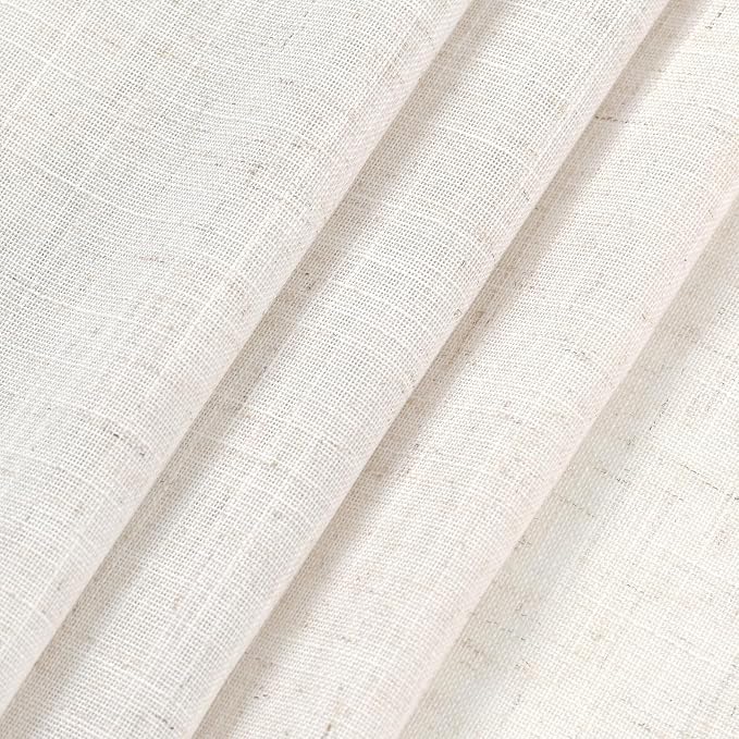 Ivory White Linen Curtains 108 Inches Long Back Tab Pocket Modern Farmhouse - Image 4