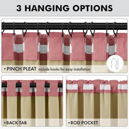 MIULEE 100% Blackout Linen Curtains 42 x 84 Inch Dusty Rose Pink 2 Panels | - Image 5