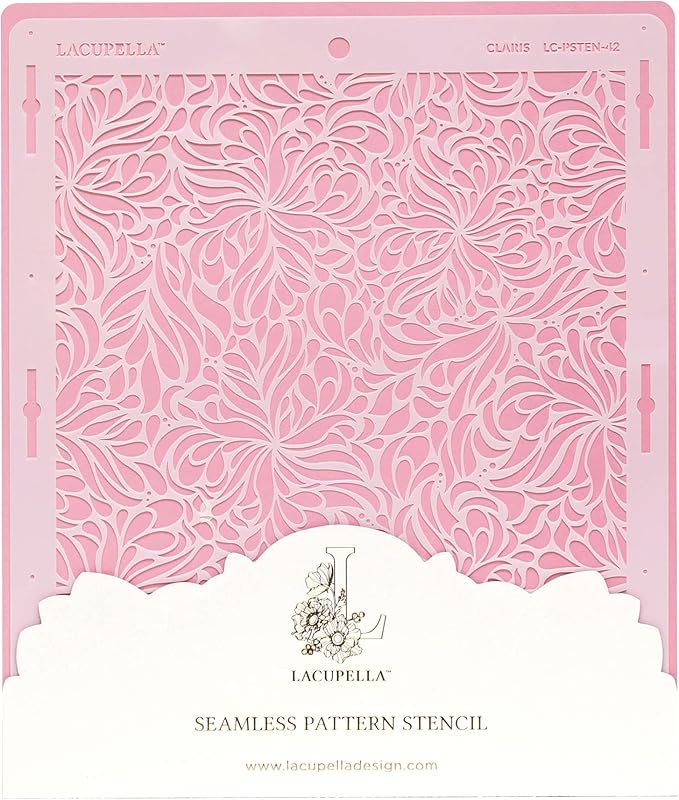 Cake Stencil - Seamless Delicate Pattern for Decorating Tall Double Barrel Cake to Use with Buttercream, Royal Icing, Ganache, Paint, Airbrush (Claris)