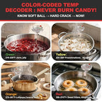 Upgraded Candy Thermometer Waterproof - Oil Thermometer for Frying with Clips - 9" Side of Pot Rainbow dial Thermometer Deep Fry for Oil Candy Candle BBQ - Silver XL