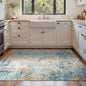 Area Rug 4x6 Blue Rug Washable Boho Rugs Non Slip Low Pile Abstract Small Carpet by OmpaaHomeDecor