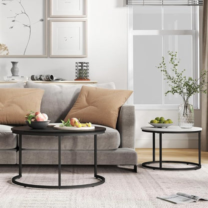 Otterease Nesting Tables Set of 2, 31.5" Round Coffee Table, Small Nesting - Image 5