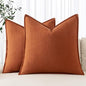 MIULEE Decorative Linen Euro Sham Pillow Covers 26x26 Rust | Boho Farmhouse​ by MIULEE