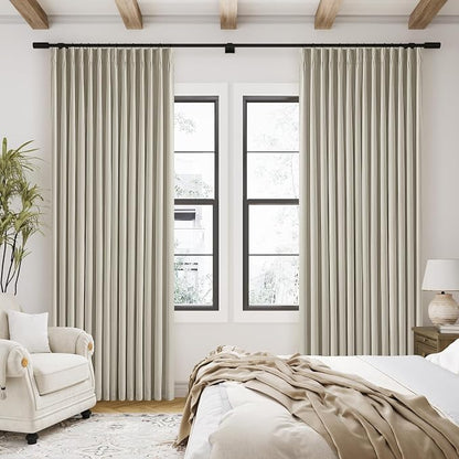 Oatmeal Pleated Linen 100% Blackout Curtains 90 Inches Long - Image 7