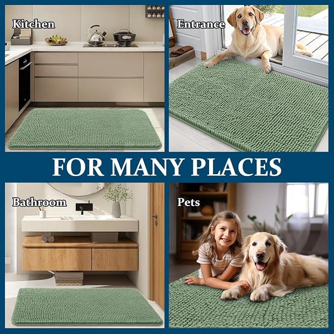 OLANLY Dog Door Mat for Muddy Paws 45x27, Super Absorbent Chenille Mud Mat | - Image 8