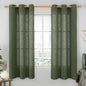 Olive Green Semi Sheer Linen Window Curtains 2 Panels Set, 60 Inch Light by LAMIT