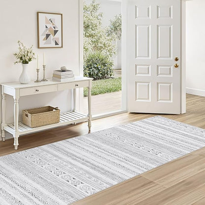 cotiled Hallway 2.6x8 Runner Rugs Washable Boho Rug Dark Grey | Stain Resistan by COTILED