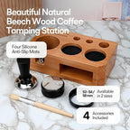 Espresso Tamping Station With Tools - 58mm - Includes Coffee Tamper, Distributor, Dosing Funnel & Brush - Wooden Coffee Tamper Station - Espresso Organizer & Portafilter Holder