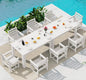 SERWALL HDPE Dining Set for 8: 2 Umbrella Hole Tables + 8 Chairs. Includes 8 by SERWALL