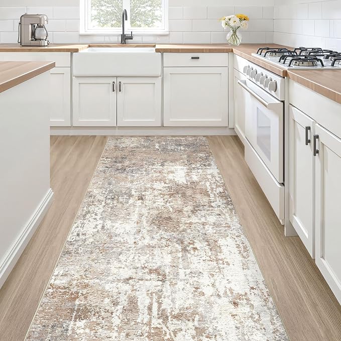 LOONGRUG Runner Rug 2x8 Washable Non-Slip Kitchen Neutral Modern Rug | Abstract by LOONGRUG