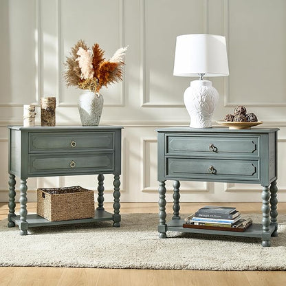 HULALA HOME Farmhouse Storage End Table Set of 2 by HULALAHOME