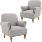 Black Striped Linen Fabric Accent Chairs Set of 2, Modern Farmhouse Upholstered by DMFurniture