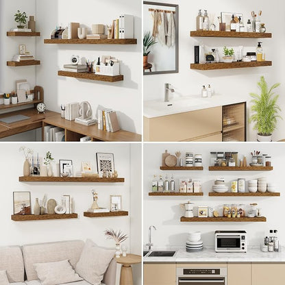 fuqing Floating Shelves for Wall, Wall Mounted Wood Floating Shelf - Image 7