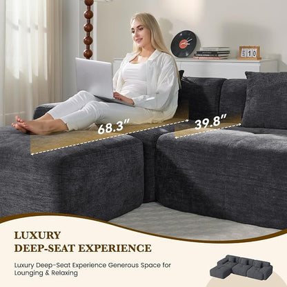 122" L Shaped Convertible Modular Couch, Cloud Couch Sectional - Image 6