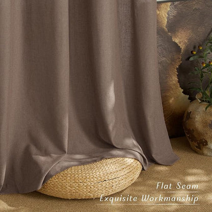 NICETOWN Linen Brown Curtains 84 inch Long, Grommet Privacy Added Thick Flax - Image 6